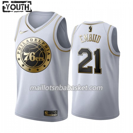 Maillot Enfant Philadelphia 76ers Joel Embiid 21 2019-20 Nike Blanc Golden Edition Swingman